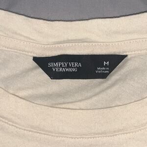 Simply Vera Vera Wang Cream Crochet Fringe Pocket T-Shirt Size M